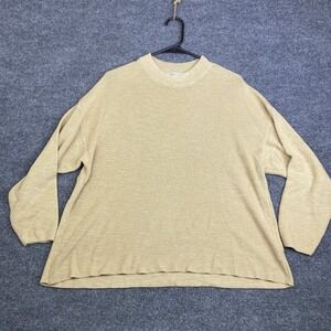 Free People Beach Womens XS Oversized Ribbed Knit Sweater Tan Beige Pullover